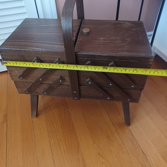 Vintage Accordion Wooden Sewing Box, 3 Tier - Picture 11 of 16